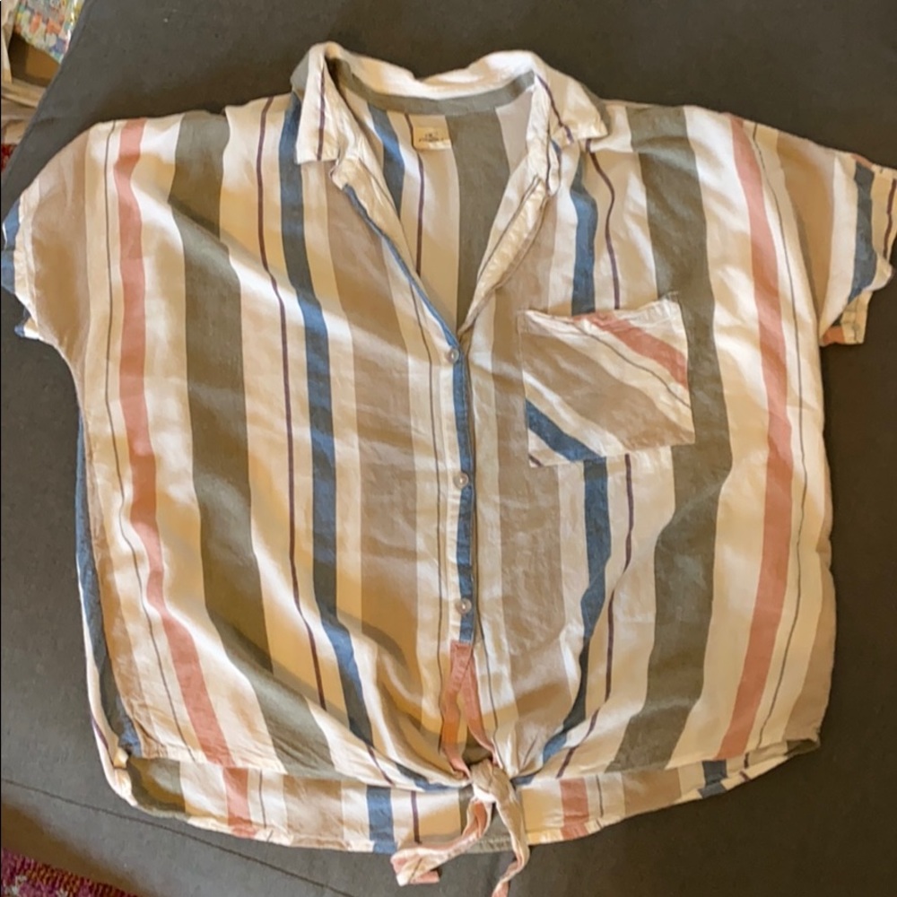 O’Neill women’s striped short sleeve button up
